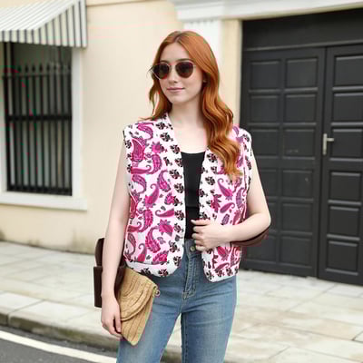 Street Fashion Quilted Cotton Paneled Vest Jacket