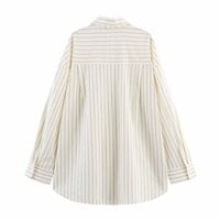 Fashion tie loose striped long-sleeved shirt - Thumbnail 2