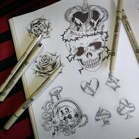 Queen of Hearts Skull with Crown & Roses Goth Punk Sew-on Patches - Thumbnail 3