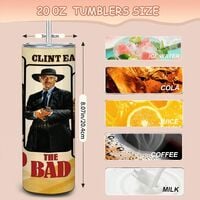 The Good, The Bad and The Ugly Tumbler, Clint Eastwood Western 20oz Skinny Tumbler, Spaghetti Western Movie Fan Gift - Thumbnail 2