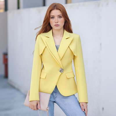 Fashionable and elegant commuting irregular solid color suit jacket - Thumbnail 2