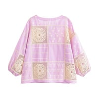 Fashionable casual 0 hollow embroidery shirt - Thumbnail 1