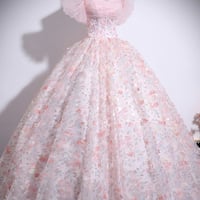 Beautiful Pink Tulle Sequins Long Prom Formal Gown - Thumbnail 2