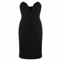 Solid black tube top dress - Thumbnail 1
