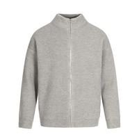 Solid color simple high-end stand collar sweater jacket knitted cardigan - Thumbnail 1