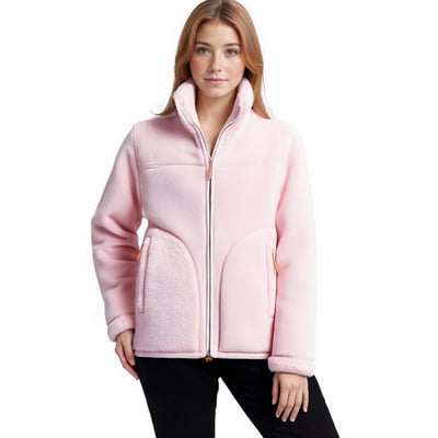 M-4xl fleece jacket polar fleece top reversible thickened coral fleece sweatshirt cardigan 
