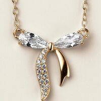 Sterling Silver Golden Bow CZ Necklace - Thumbnail 2