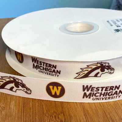 7/8" western michigan university inspired custom printed grosgrain ribbon
