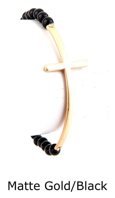 Matte/bead cross bracelet