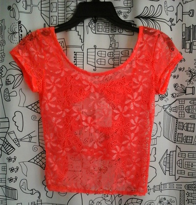 stretch lace neon colored crop top