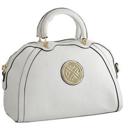 Textured faux leather satchel handbag