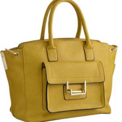 Mustard faux leather satchel handbag