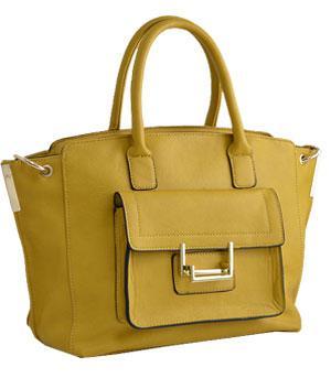 Mustard Faux Leather Satchel Handbag