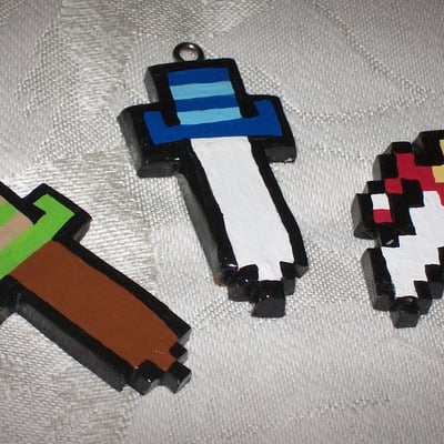 Legend of zelda link 8 bit sword keychain