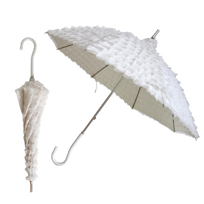 9903wh. white pagoda umbrella/ruffle