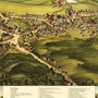 Monson, MA in 1879 - Bird's Eye View, Aerial map, Panorama, Vintage map, Antique map, Reproduction, Giclée, Framable map, Fine Art. Wall map-1