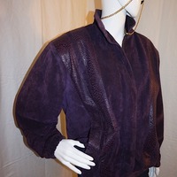 Vintage Commint Purple Suede Jacket, Size XL - Thumbnail 1