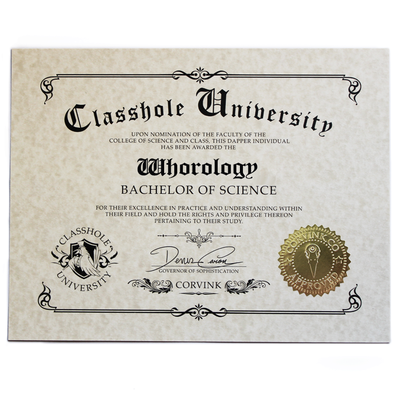 Classhole university bs diplomas  - by denis caron - corvink