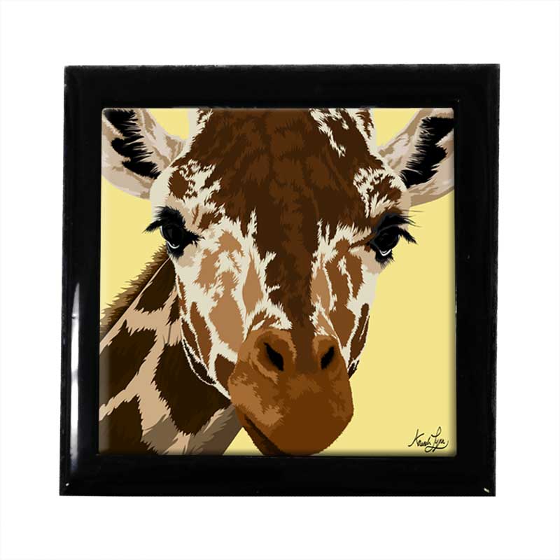Giraffe Keepsake Box Ceramic Tile & Lacquered Wood on Storenvy