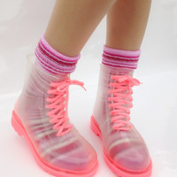 Candy Colors Martin Transparent  Waterproof  Rain Boots - Thumbnail 1