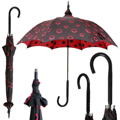 08020 pagoda umbrella/ red  circle jacqard fabric