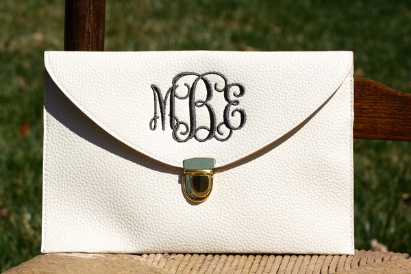 Set of NINE (9) Monogrammed Bridesmaid Clutches