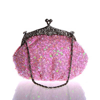 Blush Party Clutch With Beads And Sequins - Thumbnail 4