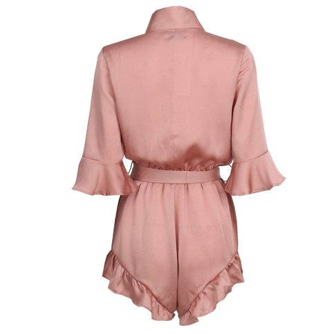 Brown Silk Robe Dress With Self Tie Belt