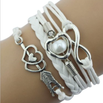 New infinity chain cuff jewelry antique leather charm bracelet 