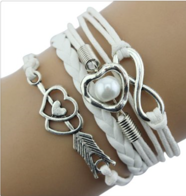 New Infinity Chain Cuff Jewelry Antique Leather Charm Bracelet 