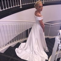 WD07 Off the shoulder Charming Wedding Dresses,A-Line Long Train Wedding Dress Custom Made Wedding Gown, - Thumbnail 1
