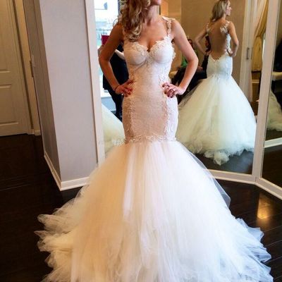 Wd14 mermaid lace charming wedding dresses,long wedding dress custom made wedding gown,