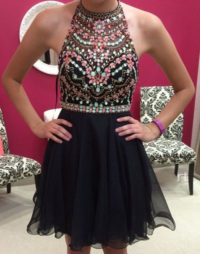 Halter Beading Short/Mini Prom Dress,Homecoming Dress,Graduation Dress,Party Dress F42