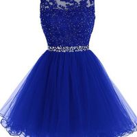 A-Line Tulle Short Prom Dress,Homecoming Dress,Graduation Dress,Party Dress F37 - Thumbnail 1