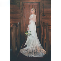 WD27 Mermaid Long Sleeve Lace Charming Wedding Dresses,Wedding Dress Custom Made Wedding Gown, - Thumbnail 2