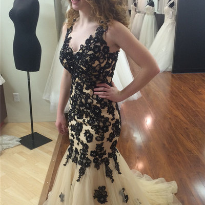 Mermaid lace appliques long prom dress,prom dress,evening dress,prom dresses,bg227