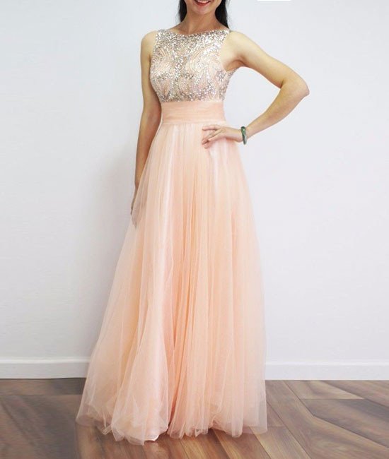 light peach dress