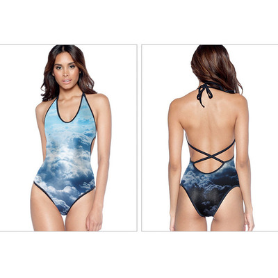 One piece sky swimming suit