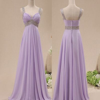 Spaghetti straps a-line chiffon prom dresses floor length women dresses  - Thumbnail 3