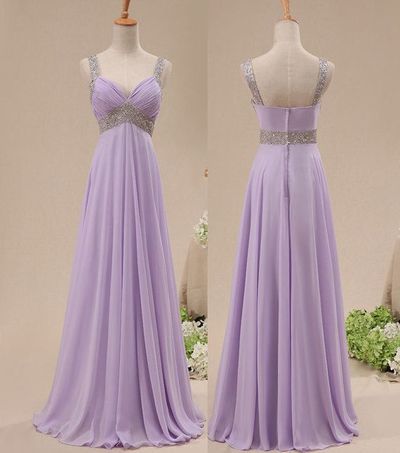 Spaghetti Straps A-line Chiffon Prom Dresses Floor Length Women Dresses 