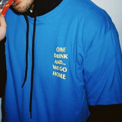 One drink and we go home t shirt in blue