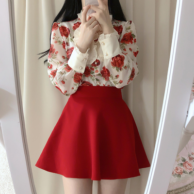 New bowknot floral chiffon shirt blouses