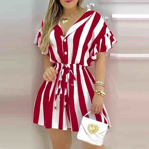 Fashion Striped Short Sleeve Dress