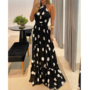 Design Sleeveless Print Point Backless Dress-1