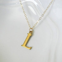Letter necklace in brass, personalized jewelry - Thumbnail 1